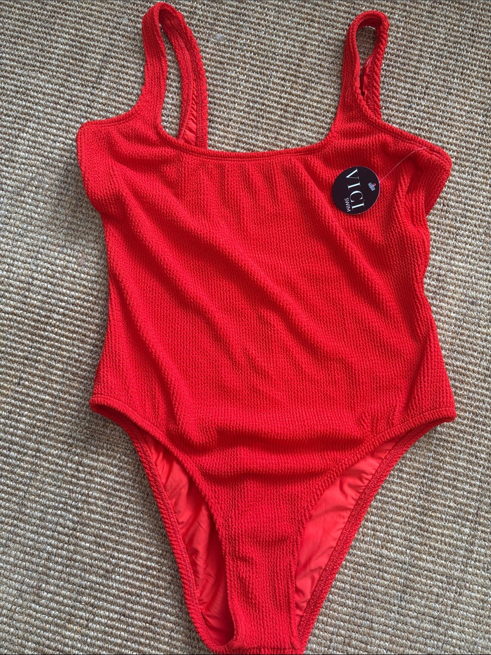 Vici Red Textured One-Piece Swimsuit